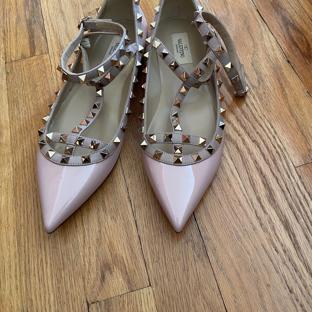 Valentino caged rock stud flat patent leather